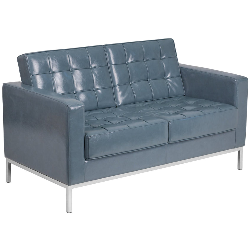 HERCULES Lacey Series Contemporary LeatherSoft Loveseat with Stainless Steel Frame by Flash Furniture - SchoolOutlet