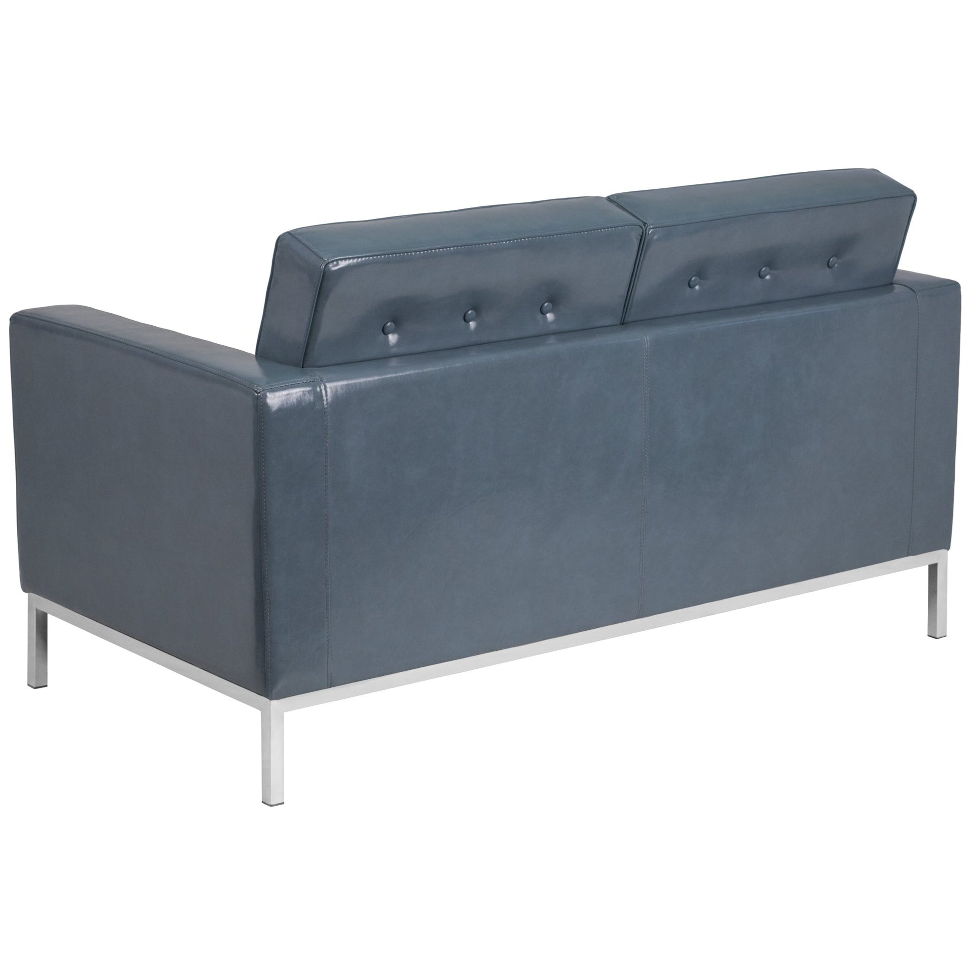 HERCULES Lacey Series Contemporary LeatherSoft Loveseat with Stainless Steel Frame by Flash Furniture - SchoolOutlet