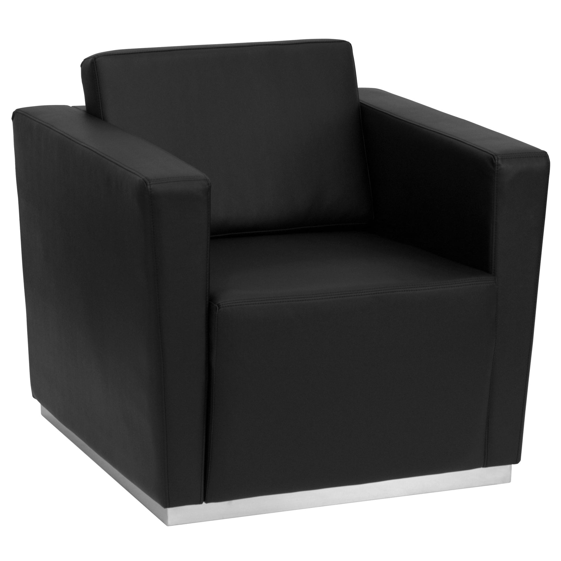 HERCULES Trinity Series Contemporary Black LeatherSoft Chair with Stainless Steel Base by Flash Furniture - SchoolOutlet