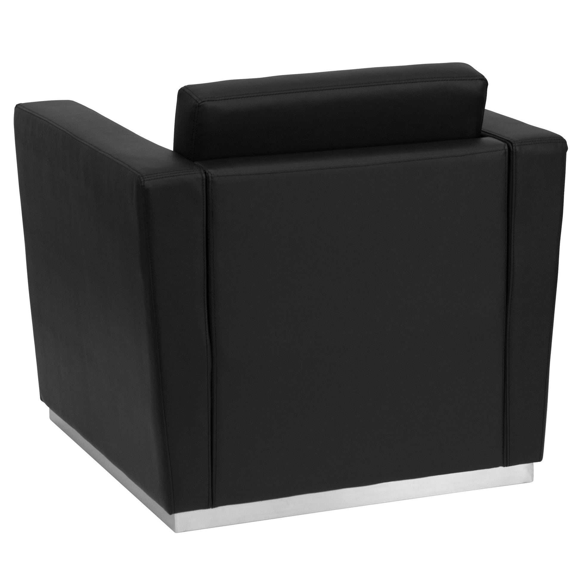 HERCULES Trinity Series Contemporary Black LeatherSoft Chair with Stainless Steel Base by Flash Furniture - SchoolOutlet