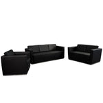 HERCULES Trinity Series Reception Set in Black LeatherSoft with Stainless Steel Frame by Flash Furniture - SchoolOutlet