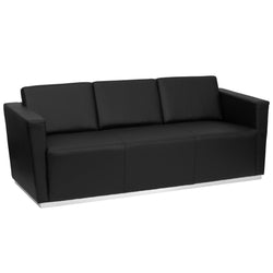 HERCULES Trinity Series Contemporary Black LeatherSoft Sofa with Stainless Steel Base by Flash Furniture