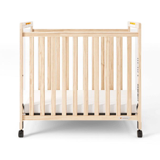 Foundations Safetycraft Fixed-Side Compact Crib w/ Adjustable Mattress Board - Clearview End Panels (FOU-1632040) - SchoolOutlet