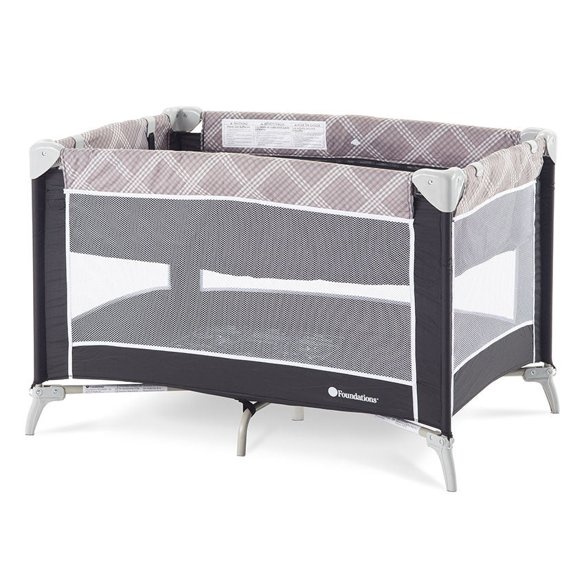 Foundations - Sleep 'n Store Play Yard - Mod Plaid Graphite - Pack of 3 (FOU - 235X227) - SchoolOutlet