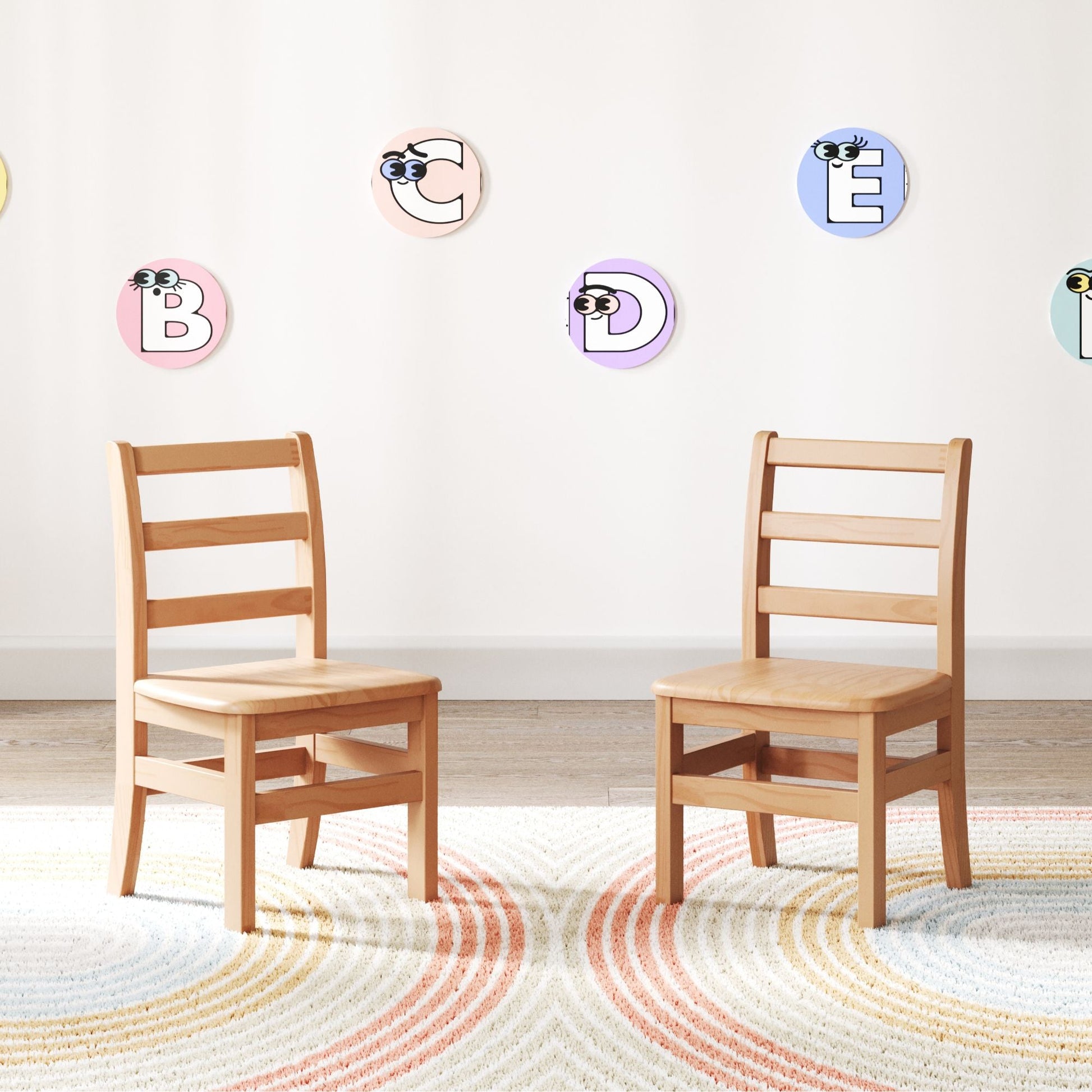Foundations - Little Scholars Kids Wooden Chair - 12" Seat Height - Set of 2 (FOU - 5012047) - SchoolOutlet