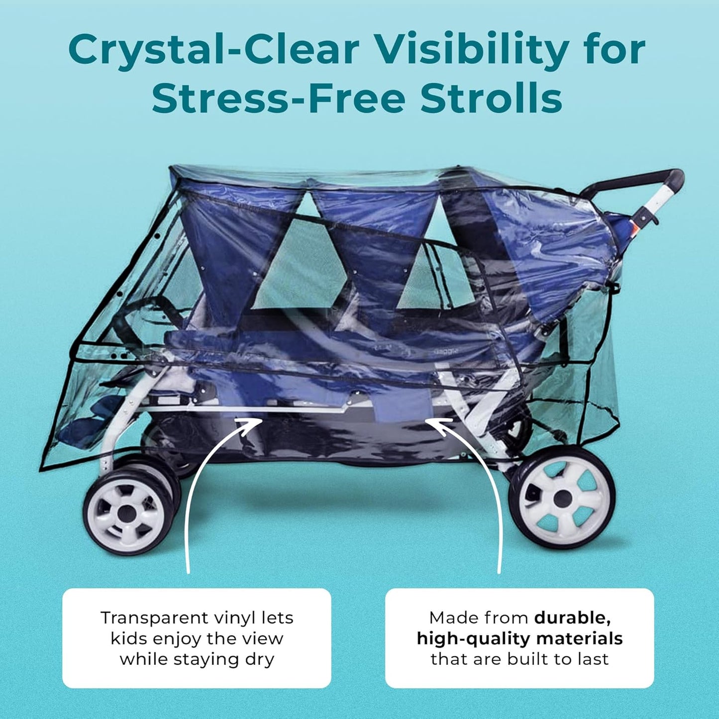 Foundations Jamboree and LX6 6 Passenger Stroller Rain Cover Clear 33.5"W x 69"D x 35.5"H (FOU - 8061196) - SchoolOutlet
