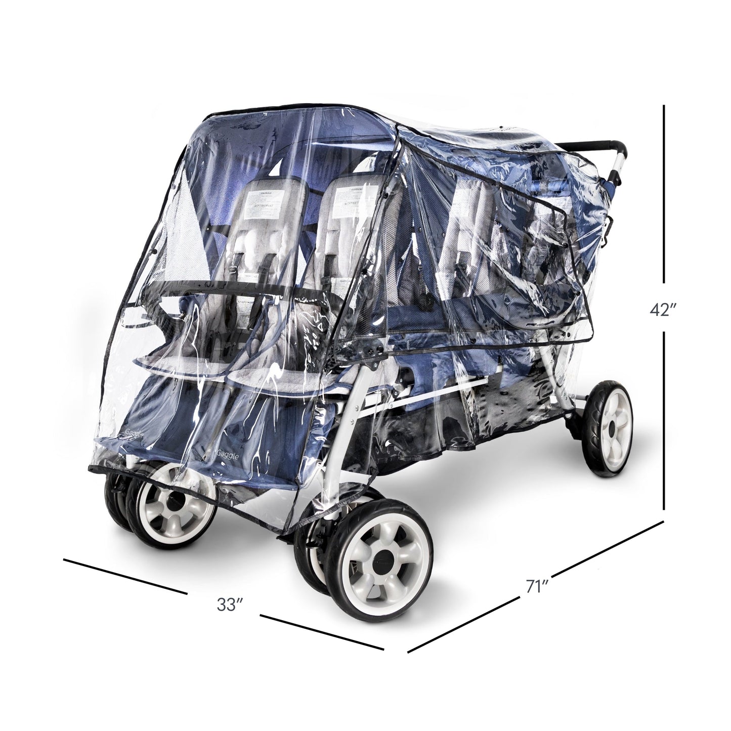 Foundations Jamboree and LX6 6 Passenger Stroller Rain Cover Clear 33.5"W x 69"D x 35.5"H (FOU - 8061196) - SchoolOutlet
