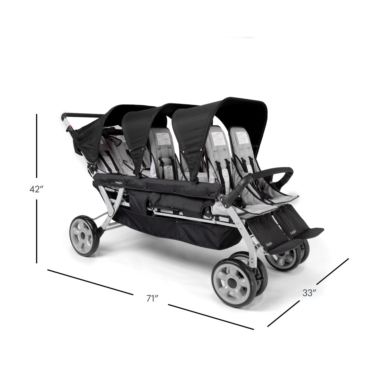 Foundations Jamboree 6 Seat Multi - Child Stroller 33"W x 71"L x 42"H (FOU - 990913X) - SchoolOutlet