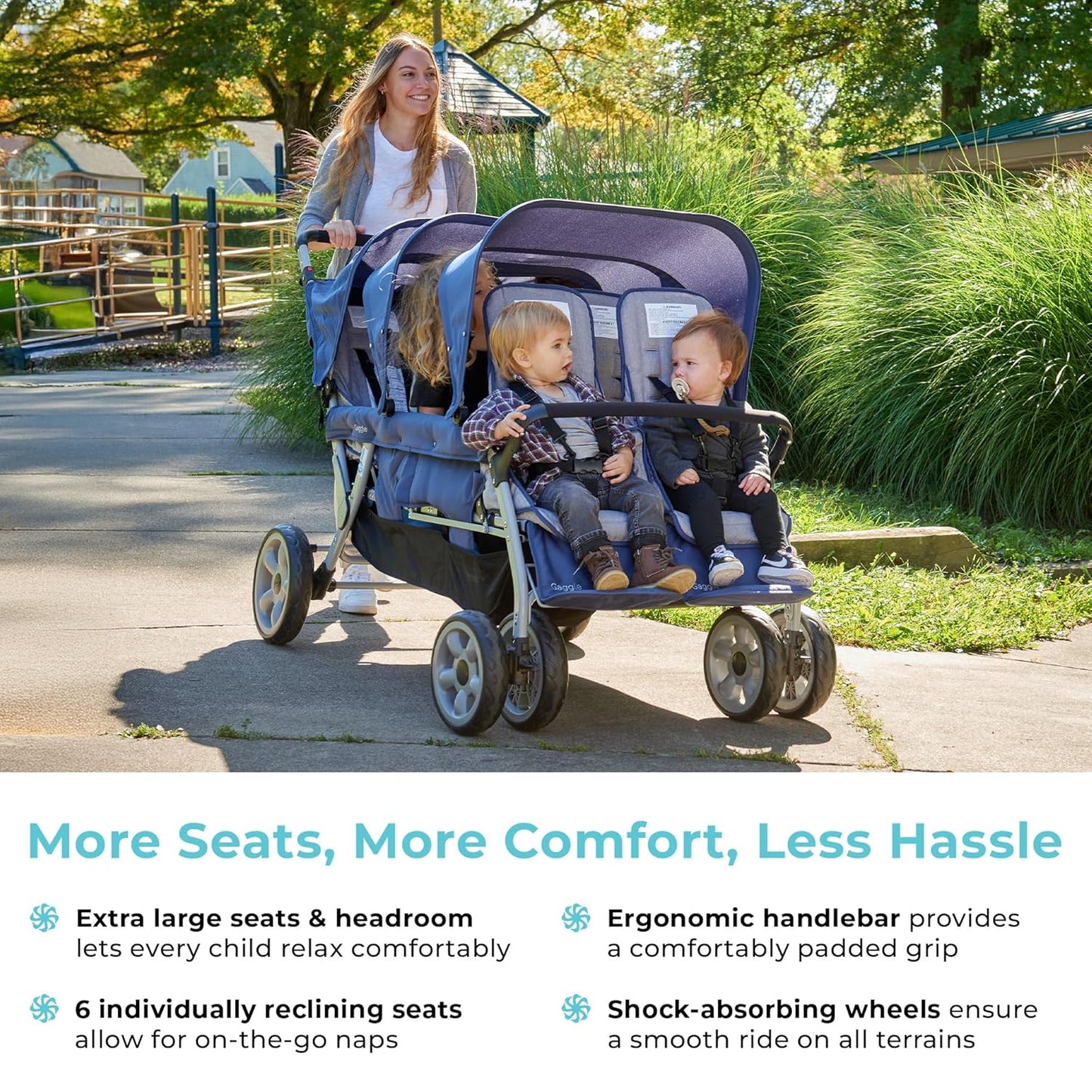 Foundations Jamboree 6 Seat Multi - Child Stroller 33"W x 71"L x 42"H (FOU - 990913X) - SchoolOutlet