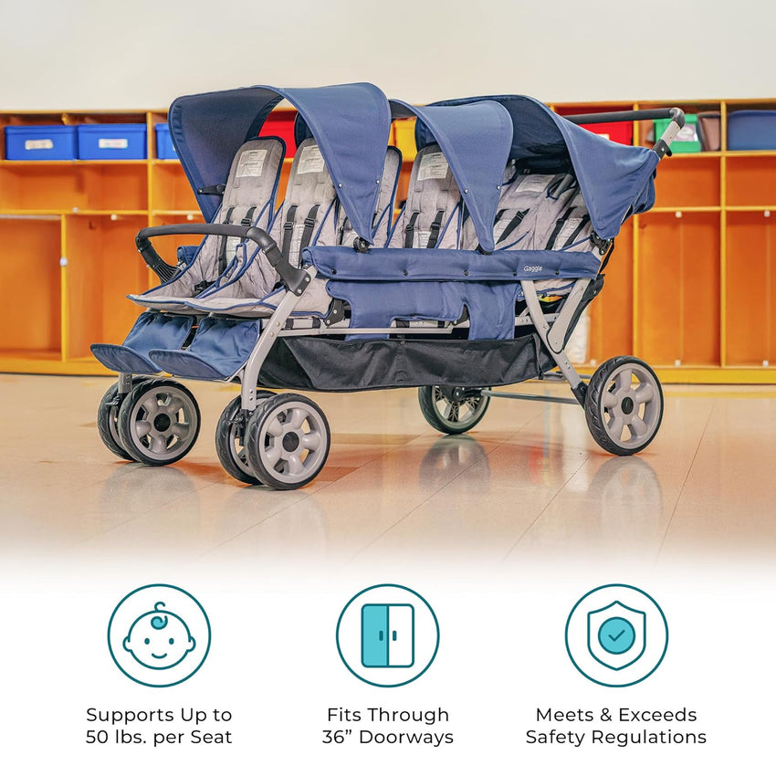 Foundations Jamboree 6 Seat Multi - Child Stroller 33"W x 71"L x 42"H (FOU - 990913X) - SchoolOutlet