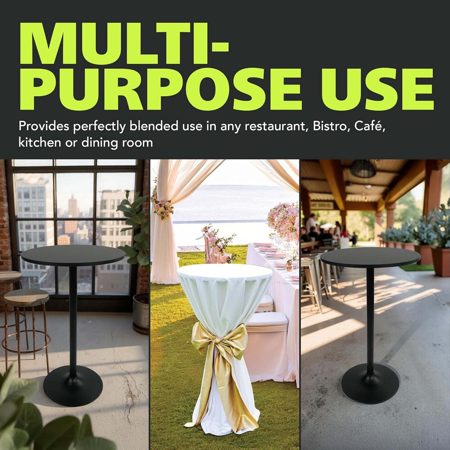 Fuerza Santina Single Round High Top Table for Bar, Pub & Bistro (Pack of 2) (FZA - 0098 - 2) - SchoolOutlet