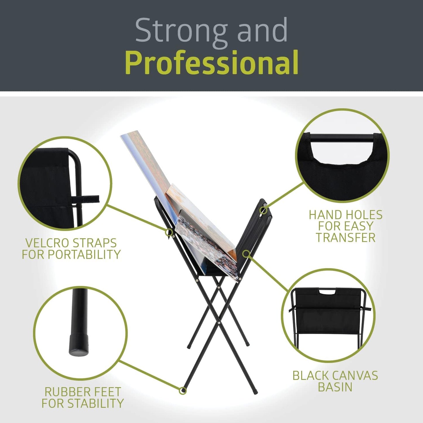 Fuerza Folding and Collapsible Canvas Print Display Rack and Poster Stand, Black, 2 Pack (FZA - 3291) - SchoolOutlet