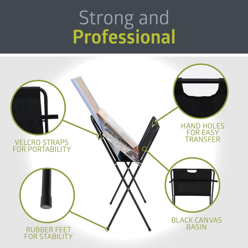 Fuerza Folding and Collapsible Canvas Print Display Rack and Poster Stand, Black, 2 Pack (FZA - 3291) - SchoolOutlet