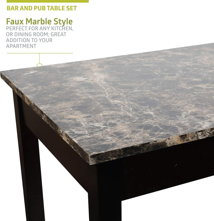 Fuerza Remington High Top Counter Height Bar and Pub Table Set with 2 Chairs Brown (FZA - 53779 - XXX) - SchoolOutlet