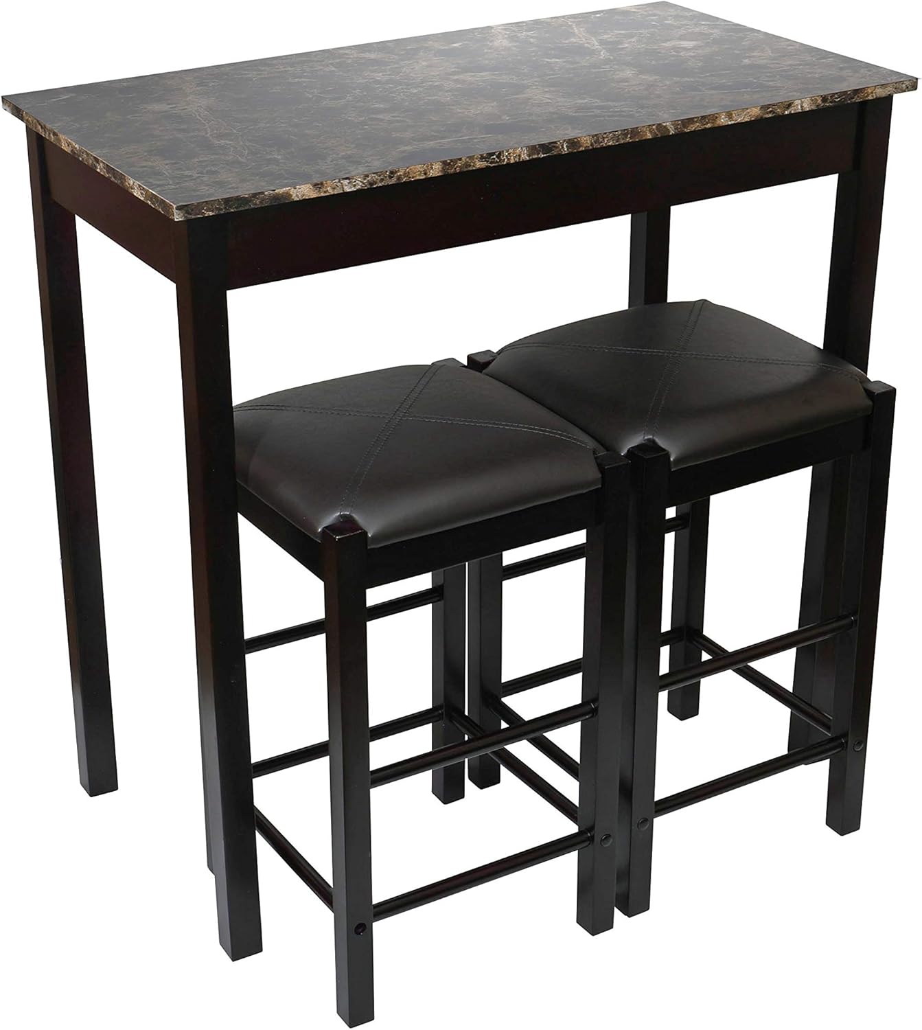 Fuerza Remington High Top Counter Height Bar and Pub Table Set with 2 Chairs Brown (FZA - 53779 - XXX) - SchoolOutlet