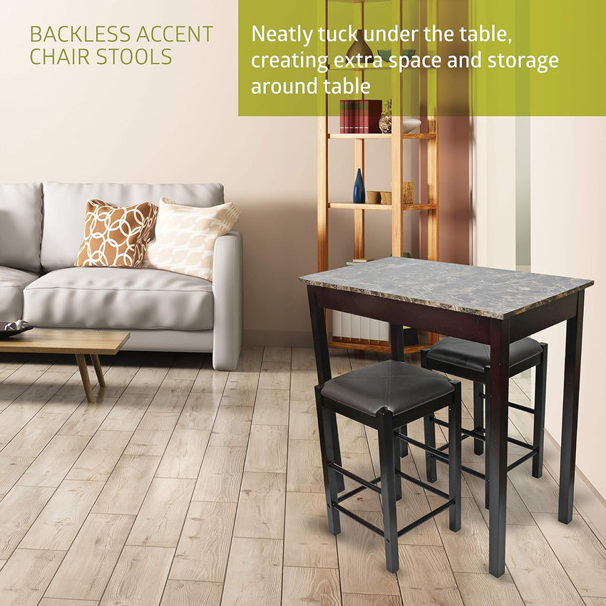 Fuerza Remington High Top Counter Height Bar and Pub Table Set with 2 Chairs Brown (FZA - 53779 - XXX) - SchoolOutlet