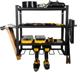 Fuerza Heavy-Duty Wall-Mounted Metal Power Tool Organizer and Multi-Device Storage Rack (FZA-6849)