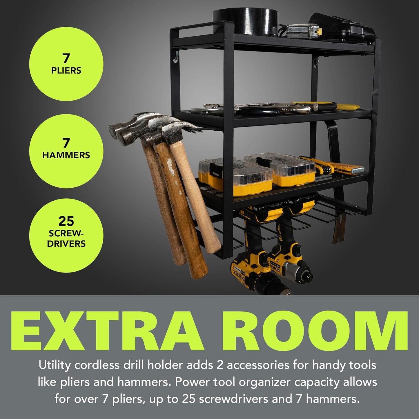 Fuerza Heavy - Duty Wall - Mounted Metal Power Tool Organizer and Multi - Device Storage Rack (FZA - 6849) - SchoolOutlet