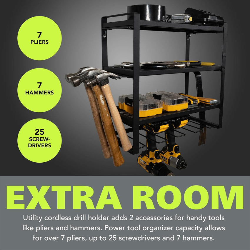 Fuerza Heavy - Duty Wall - Mounted Metal Power Tool Organizer and Multi - Device Storage Rack (FZA - 6849) - SchoolOutlet