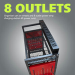 Fuerza Power Tool Cart with Battery Charging Station, 8 Outlet Power Strip, Garage Mobile Workbench for Mechanic, Workshop (FZA - 6863) - SchoolOutlet