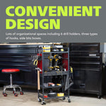 Fuerza Power Tool Cart with Battery Charging Station, 8 Outlet Power Strip, Garage Mobile Workbench for Mechanic, Workshop (FZA - 6863) - SchoolOutlet