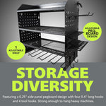 Fuerza Modular Pegboard Rack, Power Tool Organizer with Battery Charging Station, Power Strip, 4 - Layer Wall Mount Drill Holder (FZA - 6870) - SchoolOutlet