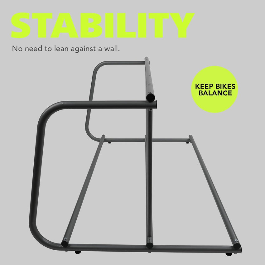 Fuerza 10 - Bike Floor Rack, Heavy - Duty Dual - Sided Steel Bicycle Storage Stand, Holds 10 Bikes, 59" Wide, Freestanding Organizer for Garages, Events, Streets, and Yards (FZA - 6979) - SchoolOutlet