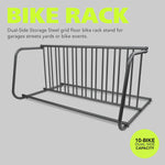 Fuerza 10 - Bike Floor Rack, Heavy - Duty Dual - Sided Steel Bicycle Storage Stand, Holds 10 Bikes, 59