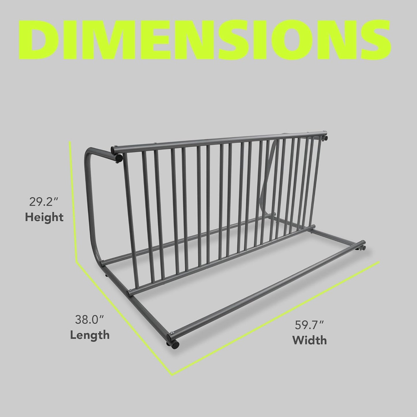 Fuerza 10 - Bike Floor Rack, Heavy - Duty Dual - Sided Steel Bicycle Storage Stand, Holds 10 Bikes, 59" Wide, Freestanding Organizer for Garages, Events, Streets, and Yards (FZA - 6979) - SchoolOutlet