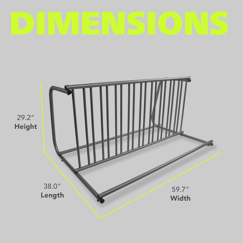 Fuerza 10 - Bike Floor Rack, Heavy - Duty Dual - Sided Steel Bicycle Storage Stand, Holds 10 Bikes, 59" Wide, Freestanding Organizer for Garages, Events, Streets, and Yards (FZA - 6979) - SchoolOutlet