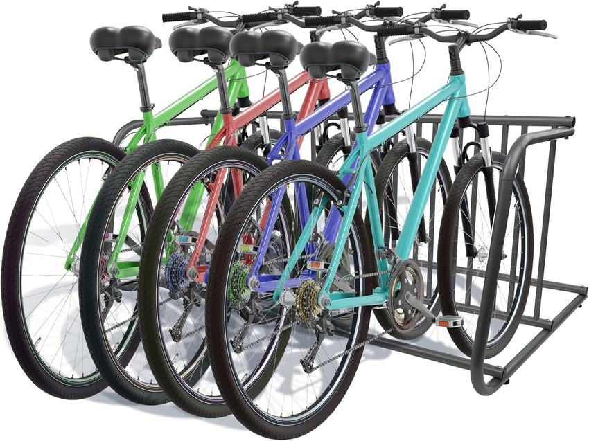 Fuerza 10 - Bike Floor Rack, Heavy - Duty Dual - Sided Steel Bicycle Storage Stand, Holds 10 Bikes, 59" Wide, Freestanding Organizer for Garages, Events, Streets, and Yards (FZA - 6979) - SchoolOutlet