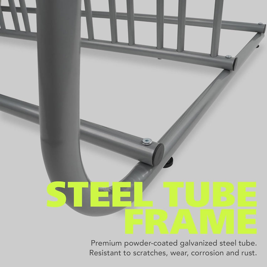 Fuerza 10 - Bike Floor Rack, Heavy - Duty Dual - Sided Steel Bicycle Storage Stand, Holds 10 Bikes, 59" Wide, Freestanding Organizer for Garages, Events, Streets, and Yards (FZA - 6979) - SchoolOutlet