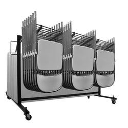 Fuerza 400 lb Capacity Dual-Purpose Folding Chair and Table Storage Cart with Heavy-Duty Wheels (FZA-6993)