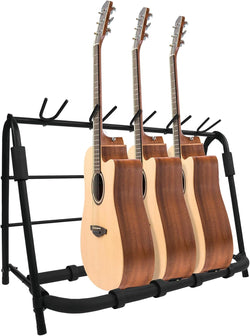 Fuerza Multi-Folding Guitar Stand and Rack, Holds 5 Acoustic, Electric, or Bass Guitars, Portable, Padded, Foldable Display and Storage Solution for Studio or Stage (FZA-7006)
