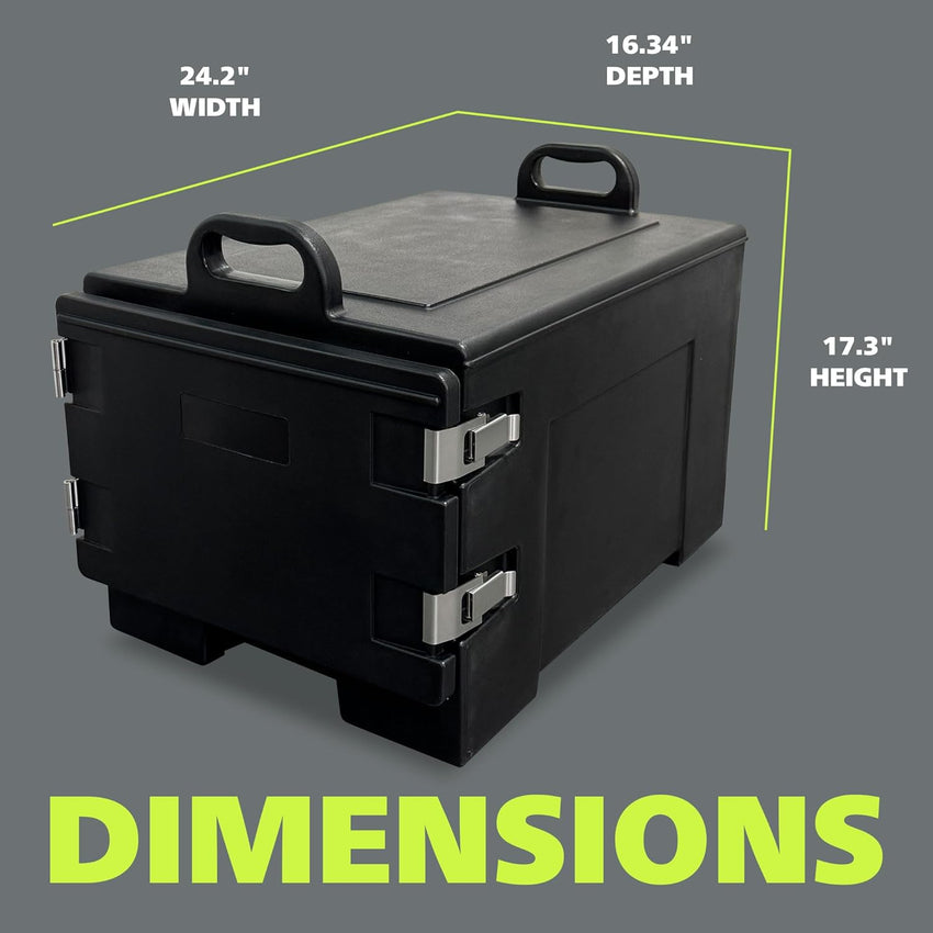 Fuerza 40qt Food Carrier, 304 Stainless Steel Latch, Portable Food Warmer, Black (FZA - 7129) - SchoolOutlet