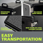 Fuerza 40qt Food Carrier, 304 Stainless Steel Latch, Portable Food Warmer, Black (FZA - 7129) - SchoolOutlet