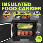 Fuerza 40qt Food Carrier, 304 Stainless Steel Latch, Portable Food Warmer, Black (FZA - 7129) - SchoolOutlet