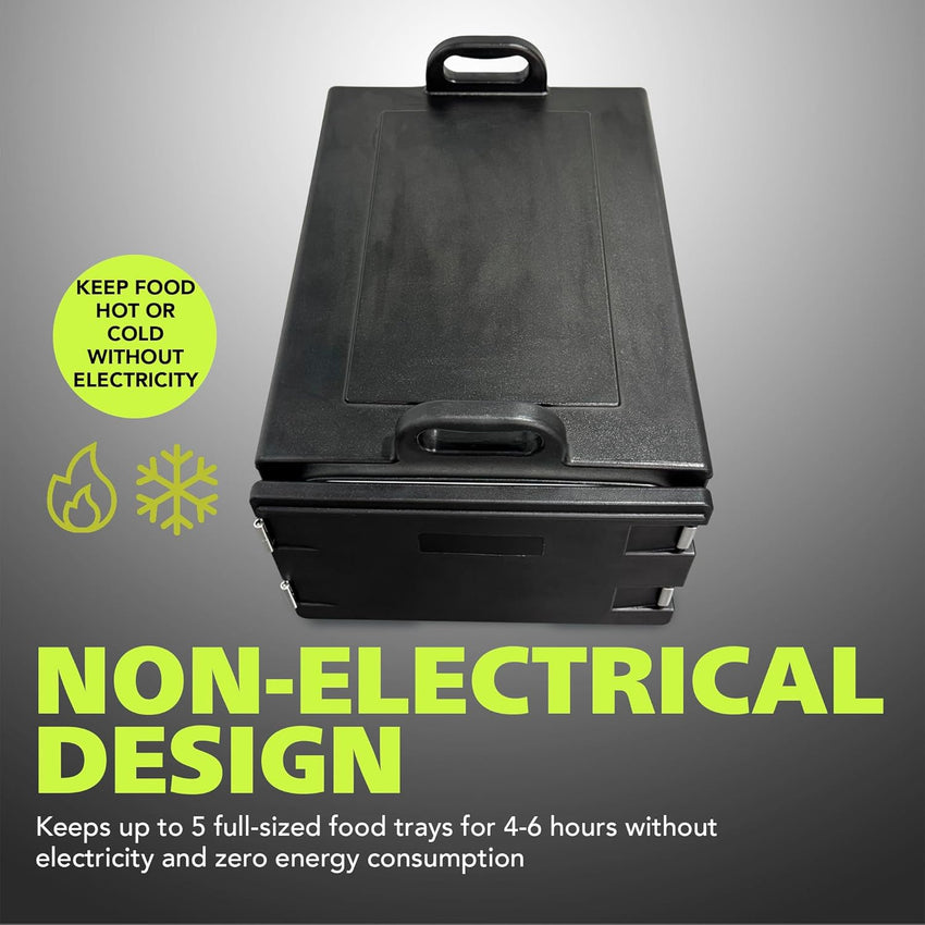 Fuerza 40qt Food Carrier, 304 Stainless Steel Latch, Portable Food Warmer, Black (FZA - 7129) - SchoolOutlet