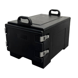 Fuerza 40qt Food Carrier, 304 Stainless Steel Latch, Portable Food Warmer, Black (FZA-7129)