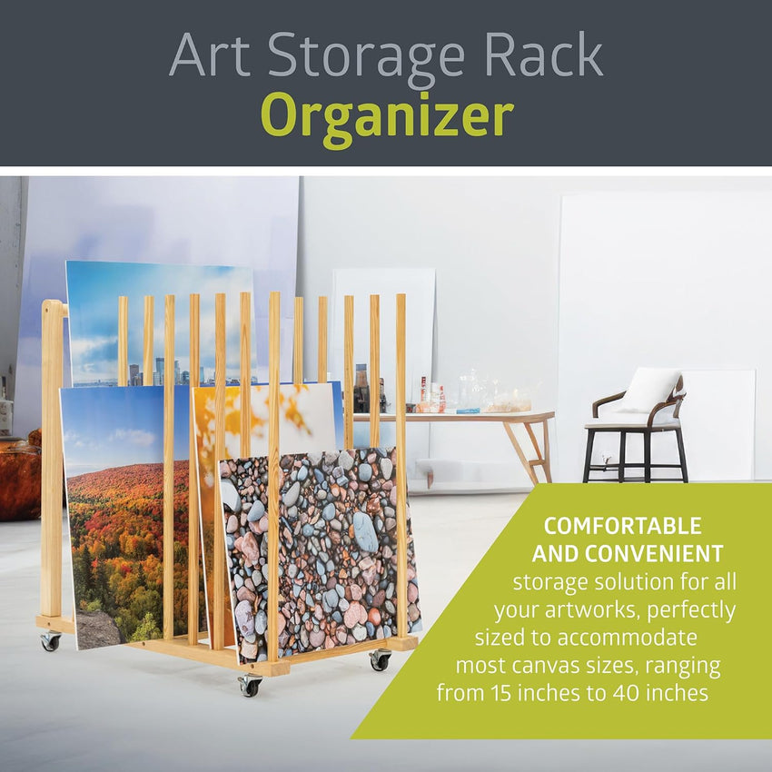 Fuerza Art Storage Rack with Handle and Caster Wheels, Art Drying Rack for Studios, Gallery, Classroom, Drawing Board, Paper Pad (FZA - 73222) - SchoolOutlet