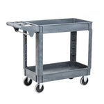 Fuerza Utility 2 Tier Rolling Cart - Multi Purpose, Heavy Duty Service Cart for Supplies Storage and Organizer (Grey) - SchoolOutlet