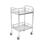 Fuerza 2 - Shelf Rolling Medical and Lab Cart, Portable Stainless Steel Workstation for Storage in Clinics, Labs, Salons, and More - SchoolOutlet
