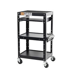 Fuerza AV and Presentation Cart Stand for Video Projector, TV, Laptop Computers, Printers, Metal Construction Rolling Storage Cart with Adjustable Shelves