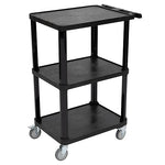 Fuerza Multi - Purpose 3 - Shelf Utility Cart with Lockable Wheels and Ergonomic Handle (Black) - SchoolOutlet