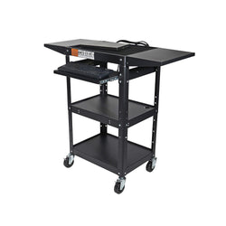 Fuerza AV Presentation Cart w/Drop Leaves and Adjustable Shelves for TV, Printer, or Laptop