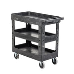 Fuerza Heavy Duty 3 Tier Utility Rolling Cart - Multi Purpose for Supplies Storage and Organizer (Dark Grey) - SchoolOutlet