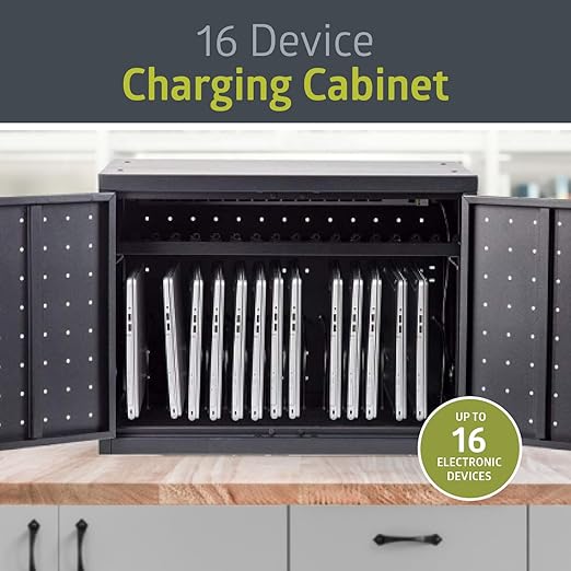 Fuerza 16 Device Portable Table Top Charging and Storage Cabinet for iPads, Chromebooks and Laptop Computers, Up to 17 " Screen Size - SchoolOutlet