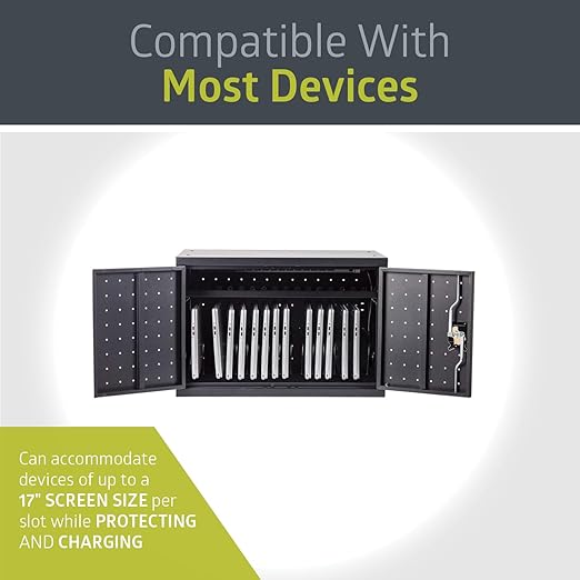Fuerza 16 Device Portable Table Top Charging and Storage Cabinet for iPads, Chromebooks and Laptop Computers, Up to 17 " Screen Size - SchoolOutlet
