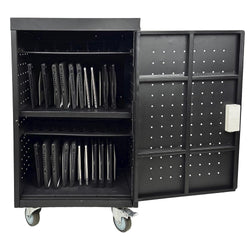 Fuerza 20-Device Mobile Charging Cart for iPads, Chromebooks & Laptops - 25.7"W x 25.7"D x 40"H