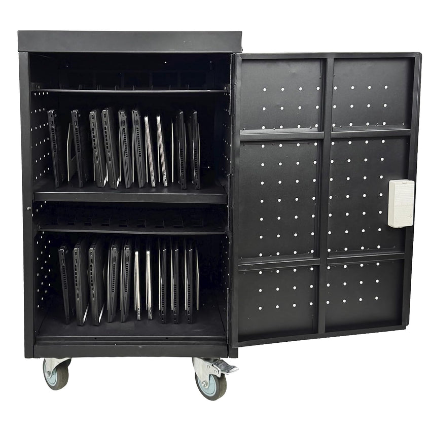 Fuerza 20-Device Mobile Charging Cart for iPads, Chromebooks & Laptops – 25.7"W x 25.7"D x 40"H - SchoolOutlet